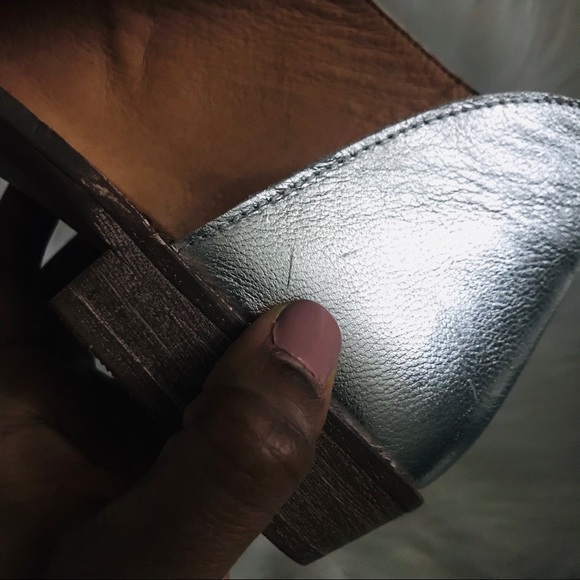 NWOT FP Mont Blanc Metallic Leather Slide Sandal - Picture 6 of 8